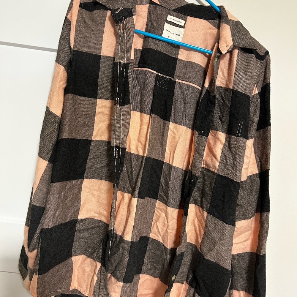 Black and Pink Plaid Shirt